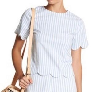 English Factory Striped Scalloped Edge Top Blouse Size 4